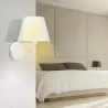 Kinkiet metalowy biały, klosz tekstylny stożkowy, E27 - 8433325314705