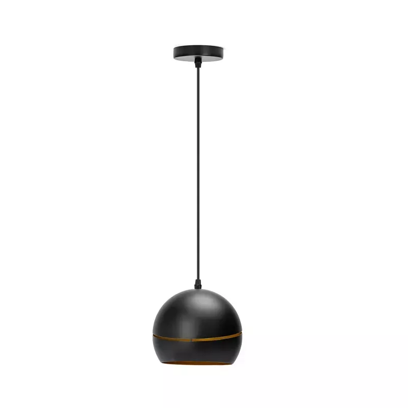 Lampa wisząca kulista, czarna ze złotym akcentem, bez źródła światła, E27 - 8433325314828