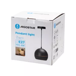 Lampa wisząca kulista, czarna ze złotym akcentem, bez źródła światła, E27 - 8433325314828