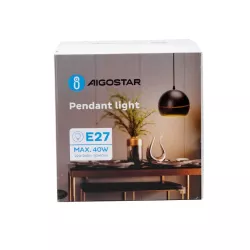 Lampa wisząca kulista, czarna ze złotym akcentem, bez źródła światła, E27 - 8433325314828