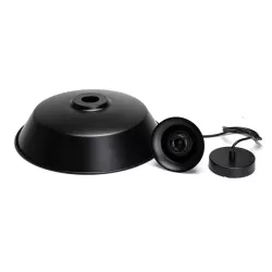 Lampa wisząca w stylu stodoły, czarna ze złotym wnętrzem, bez źródła światła, E27 - 8433325314842