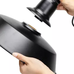 Lampa wisząca w stylu stodoły, czarna ze złotym wnętrzem, bez źródła światła, E27 - 8433325314842