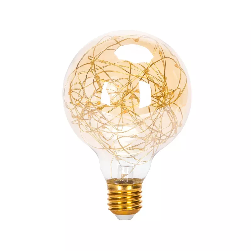 Żarówka kula z świecącym drucikiem led miedzianym G95 E271,2W - 8433325315412