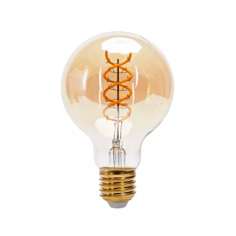 Żarówka ozdobna LED złota kula G80 ze spiralką filament E27 4W 1800k - 8433325315474