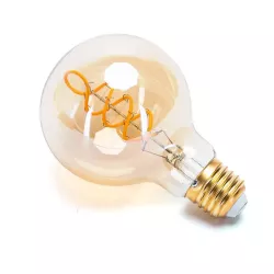 Żarówka ozdobna LED złota kula G80 ze spiralką filament E27 4W 1800k - 8433325315474