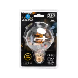 Żarówka ozdobna LED złota kula G80 ze spiralką filament E27 4W 1800k - 8433325315474