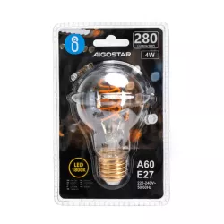 Żarówka ozdobna LED złota ze spiralką 280lm filament A60 E27 4W 1800k - 8433325315481