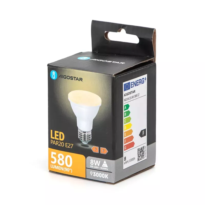 Żarówka punktowa skupiona LED PAR20 E27 8W 3000k - 8433325316075