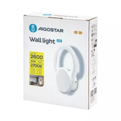 Kinkiet LED pierścień i tarcza, światło odbite od ściany, 20W 2700K ciepła - 8433325318529