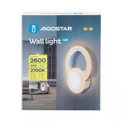 Kinkiet LED pierścień i tarcza, światło odbite od ściany, 20W 2700K ciepła - 8433325318529