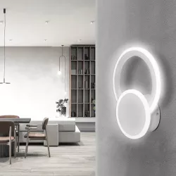 Kinkiet LED pierścień i tarcza, światło odbite od ściany, 20W 6500K zimna - 8433325318536