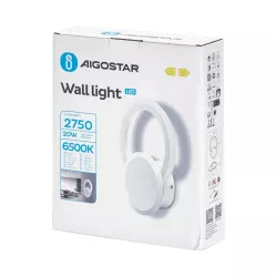 Kinkiet LED pierścień i tarcza, światło odbite od ściany, 20W 6500K zimna - 8433325318536