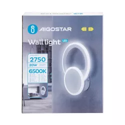 Kinkiet LED pierścień i tarcza, światło odbite od ściany, 20W 6500K zimna - 8433325318536