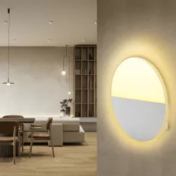 Kinkiet LED okrągły dwudzielny, światło odbite od ściany, 9W 2700K ciepła - 8433325318543