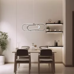 Chromowana lampa wisząca LED z metalu i silikonu 35W 6500K zimna 50.5x34.5x110cm - 8433325318970