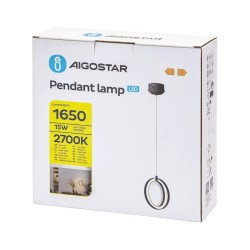 Aluminiowa lampa wisząca LED z aluminium i silikonu 15W 2700K ciepła fi 21cm - 8433325320638
