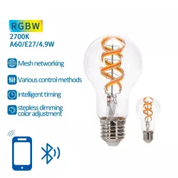 Inteligentna żarówka Bluetooth Mesh A60 E27 4.9W RGBW 2 szt. - 8433325323455