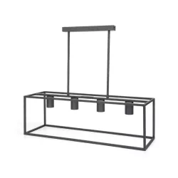 4-punktowa czarna metalowa lampa wisząca z regulowanym drążkiem, E27 70x22x110cm - 8433325325152