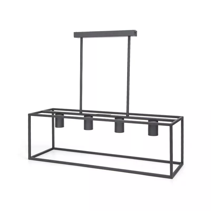 4-punktowa czarna metalowa lampa wisząca z regulowanym drążkiem, E27 70x22x110cm - 8433325325152
