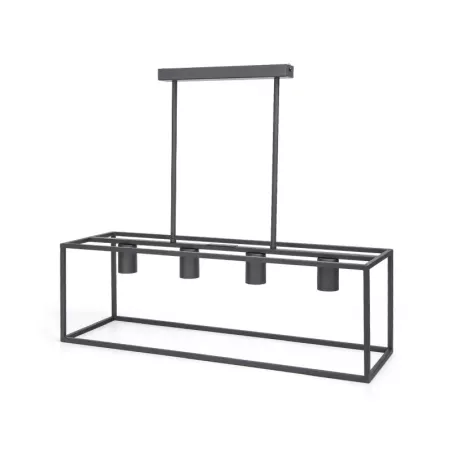 4-punktowa czarna metalowa lampa wisząca z regulowanym drążkiem, E27 70x22x110cm - 8433325325152