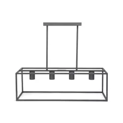 4-punktowa czarna metalowa lampa wisząca z regulowanym drążkiem, E27 70x22x110cm - 8433325325152
