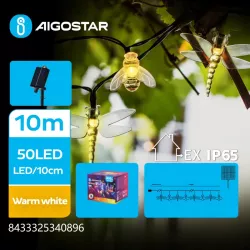 Lampa solarna ważki i pszczoły, Ciepła biel, 10m - 8433325340896