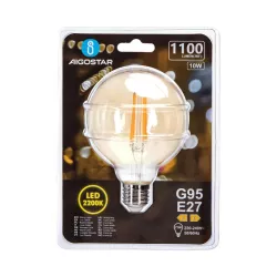 Żarówka LED 10W/230V Filament kula G95 E27 barwa bursztynowa 110lm - 8433325358594