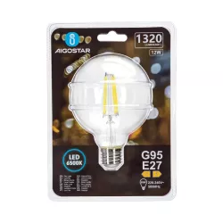 Żarówka LED 12W/230V Filament kula G95 E27 barwa biała zimna 1320lm - 8433325358617