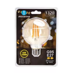 Żarówka LED 12W/230V Filament kula G95 E27 barwa bursztynowa 1320lm - 8433325358624