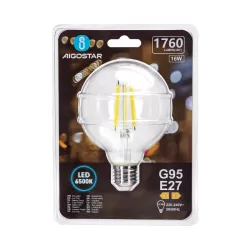 Żarówka LED 16W/230V Filament kula G95 E27 barwa biała zimna 1760lm - 8433325358648