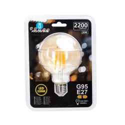 Żarówka LED 20W/230V Filament kula G95 E27 barwa bursztynowa 2200lm - 8433325358686
