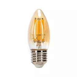 Żarówka świecowa LED 8W/230V Filament C35 E27 barwa bursztynowa 880lm - 8433325358778