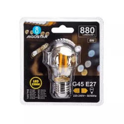 Żarówka LED 8W/230V Filament kulka G45 E27 barwa bursztynowa 880lm - 8433325358860