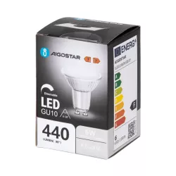 LED GU10 6W 6500K z możliwością ściemniania i szklanym kloszem - 8433325363826