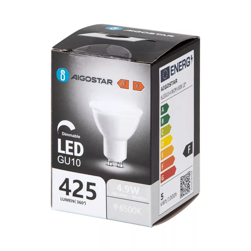 Żarówka LED GU10 4,9W 6500K z możliwością ściemniania - 8433325363888