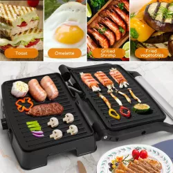 Karbowany opiekacz do panini ze stali nierdzewnej 1500W - 8433325500924