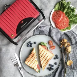 Czerwony opiekacz do panini w stylu retro 750W - 8433325501082