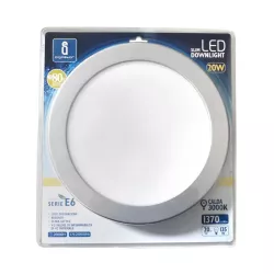 Ultracienki downlight LED E6 20W okrągły srebrny 3000K ciepły - 8433340001239