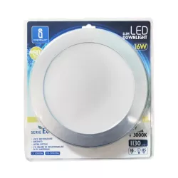 Ultracienki downlight LED E6 16W okrągły srebrny 3000K ciepły - 8433340001314