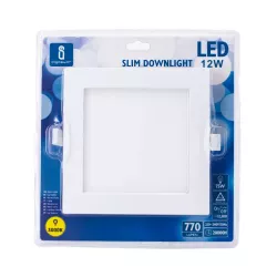Ultracienki downlight LED E6 12W kwadratowy 160° 3000K ciepły - 8433340005008