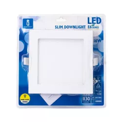 Ultracienki downlight LED E6 16W kwadratowy 160° 3000K ciepły - 8433340005039