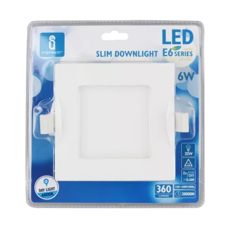 Ultracienki downlight LED E6 18W kwadratowy 160° 6000K zimny - 8433340005084