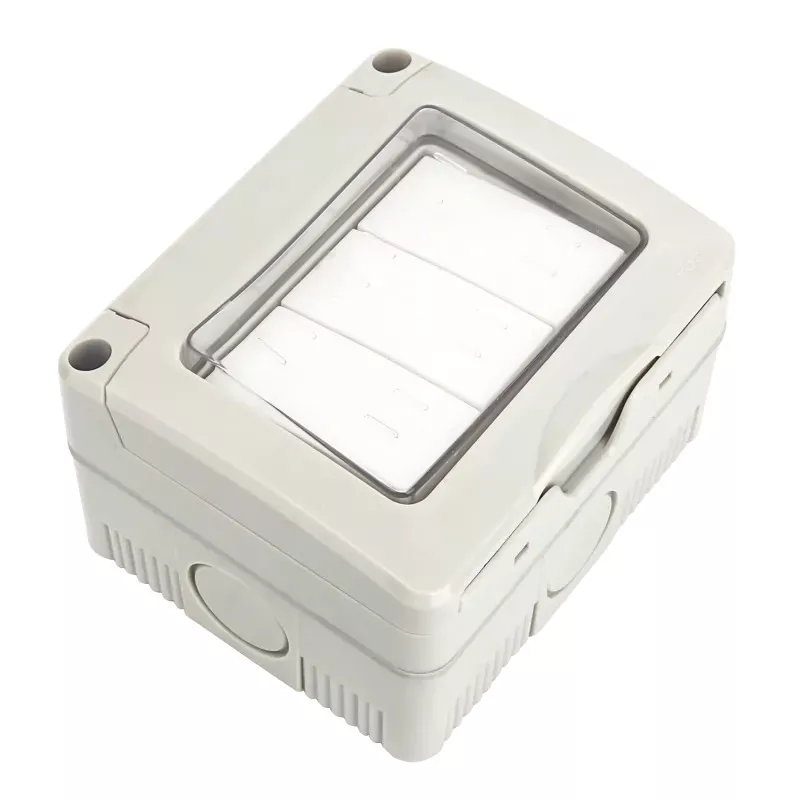 Włącznik potrójny hermetyczny szary IP55 wodoodporny z klapką - 8433325189174