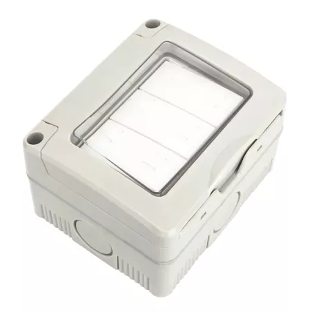 Włącznik potrójny hermetyczny szary IP55 wodoodporny z klapką - 8433325189174
