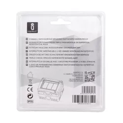 Włącznik potrójny dwubiegunowy tzw. schodowy szary IP55 wodoodporny - 8433325189181