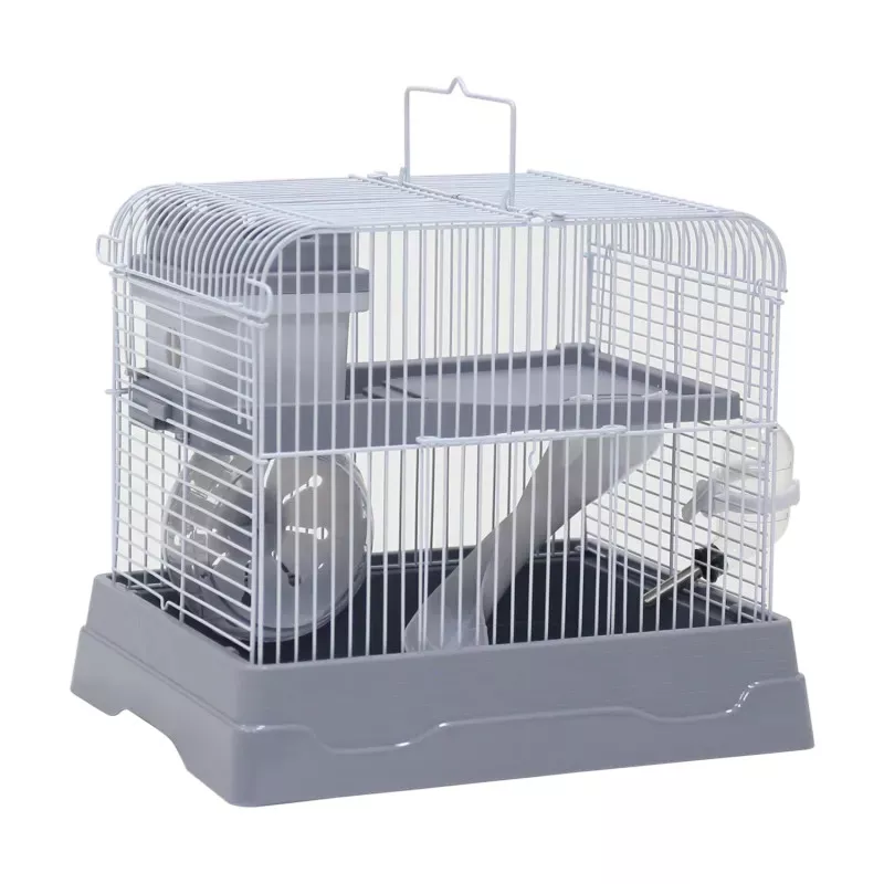 Klatka dla chomika lub myszki szara z wyposażeniem 30x23x25.7cm - 8719138032181