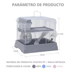 Klatka dla chomika lub myszki szara z wyposażeniem 30x23x25.7cm - 8719138032181