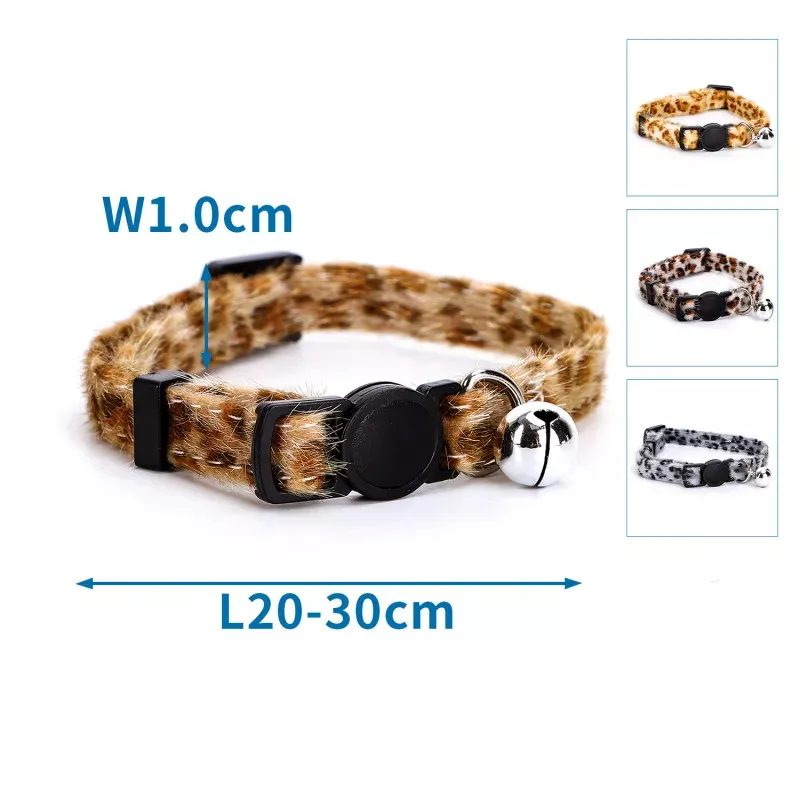 Obroża dla kota wzór leopard 1.0x20-30cm z dzwoneczkiem - 8719138036653