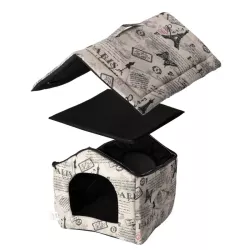 Aksamitny domek z nadrukiem dla psa - 8719138039012