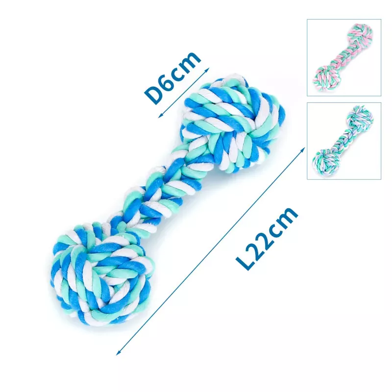 Zabawka z bawełnianego sznura z podwójną piłką dla psa - 8719138042180